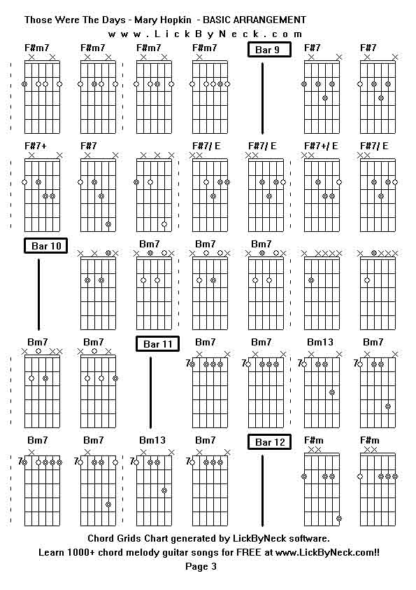 Chord Grids Chart of chord melody fingerstyle guitar song-Those Were The Days - Mary Hopkin  - BASIC ARRANGEMENT,generated by LickByNeck software.